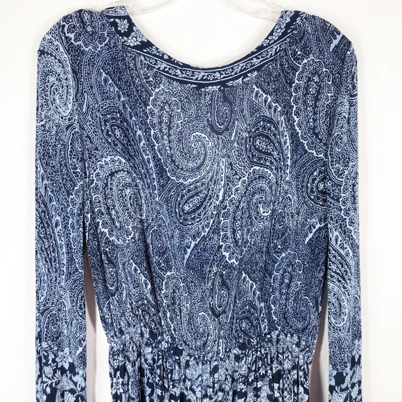 Altard State Small Romper Blue Floral Long Sleeve Shorts Drawstring V Neck 261 - Picture 4 of 7